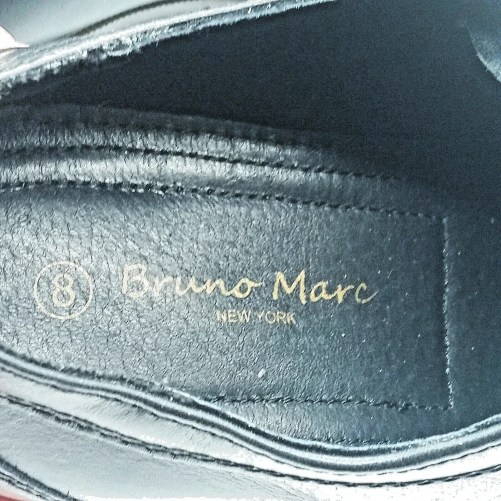 BRUNO MARC Oxfords Shoes Men's Size 8 M Leather Uppers Black Dress
